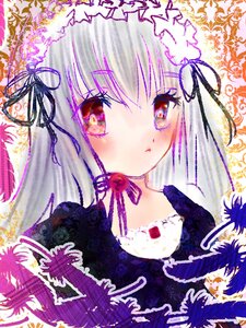 Rating: Safe Score: 0 Tags: 1girl bangs black_dress black_ribbon blush dress eyebrows_visible_through_hair flower hair_ribbon image lace long_hair looking_at_viewer ribbon solo suigintou traditional_media User: admin