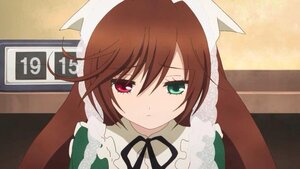 Rating: Safe Score: 0 Tags: 1girl bangs black_ribbon brown_hair dress frills green_dress green_eyes heterochromia image long_sleeves looking_at_viewer red_eyes ribbon solo suiseiseki User: admin