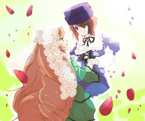 Rating: Safe Score: 0 Tags: 2girls blonde_hair brown_hair dress green_eyes hat heterochromia image long_hair multiple_girls pair petals red_eyes rose_petals short_hair siblings sisters souseiseki suiseiseki very_long_hair User: admin