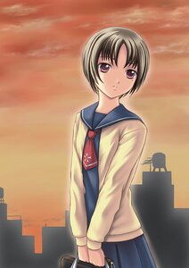 Rating: Safe Score: 0 Tags: 1girl araya_kei bag blue_sailor_collar brown_hair building cardigan cloud evening human image kashiwaba_tomoe long_sleeves looking_at_viewer mole mole_under_eye outdoors parted_lips pleated_skirt power_lines red_eyes red_sky rozen_maiden sailor_collar school_bag school_briefcase school_uniform serafuku short_hair skirt sky solo standing sunset v_arms User: admin