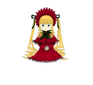 Rating: Safe Score: 0 Tags: 1girl blonde_hair blue_eyes bonnet bow bowtie dress drill_hair flower image long_hair long_sleeves looking_at_viewer red_dress shinku simple_background solo twintails very_long_hair white_background User: admin