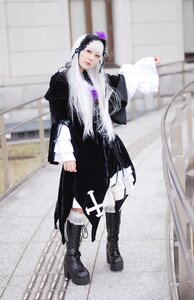 Rating: Safe Score: 0 Tags: 1girl black_footwear blurry blurry_background boots coat depth_of_field full_body long_hair photo scarf solo standing suigintou User: admin