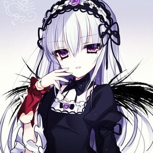 Rating: Safe Score: 0 Tags: 1girl black_dress detached_collar dress eyebrows_visible_through_hair flower gothic_lolita hairband image juliet_sleeves lolita_fashion lolita_hairband long_hair long_sleeves looking_at_viewer puffy_sleeves rose silver_hair solo suigintou upper_body wings User: admin