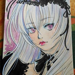 Rating: Safe Score: 0 Tags: 1girl black_ribbon hairband image long_hair looking_at_viewer photo portrait ribbon solo suigintou traditional_media User: admin