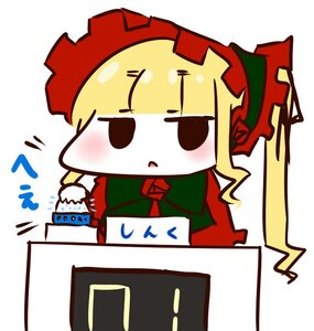 Rating: Safe Score: 0 Tags: 1girl blonde_hair blush chibi cup image long_sleeves rose shinku solo User: admin