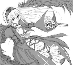 Rating: Safe Score: 0 Tags: 1girl dress frills greyscale gun hairband holding holding_weapon image long_hair long_sleeves looking_at_viewer monochrome rose solo suigintou very_long_hair weapon wings User: admin