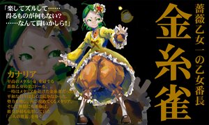 Rating: Safe Score: 0 Tags: 1girl dress frills full_body green_eyes green_hair hair_ornament hat image kanaria long_sleeves orange_dress short_hair smile solo User: admin