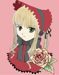 Rating: Safe Score: 0 Tags: 1girl blonde_hair bonnet bow flower green_eyes image long_hair long_sleeves looking_at_viewer pink_background pink_rose red_flower red_rose rose shinku sidelocks simple_background solo twintails upper_body User: admin