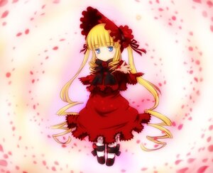 Rating: Safe Score: 0 Tags: 1girl blonde_hair blue_eyes bonnet bow bowtie dress flower full_body image long_hair long_sleeves looking_at_viewer petals red_dress rose shinku shoes solo twintails very_long_hair User: admin