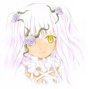 Rating: Safe Score: 0 Tags: 1girl artist_request bangs blush closed_mouth detached_collar flower flower_over_eye frilled_shirt_collar frills hair_ornament head_tilt image kirakishou long_hair looking_at_viewer lowres pink_rose plant purple_rose rose rozen_maiden silver_hair simple_background smile solo thorns upper_body vines white_background white_flower white_hair white_rose yellow_eyes User: admin