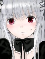 Rating: Safe Score: 0 Tags: 1girl bangs black_bow blush bow bowtie closed_mouth detached_collar eyebrows_visible_through_hair image long_hair looking_at_viewer red_eyes silver_hair simple_background solo suigintou User: admin