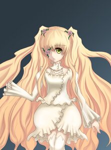 Rating: Safe Score: 0 Tags: 1girl blonde_hair dress expressionless eyepatch flower frills green_eyes hair_flower hair_ornament image kirakishou long_hair long_sleeves solo thighhighs very_long_hair white_dress zettai_ryouiki User: admin