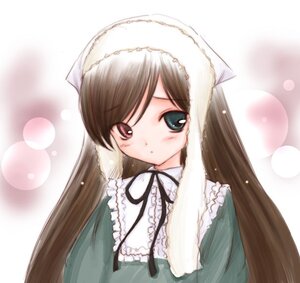 Rating: Safe Score: 0 Tags: 1girl artist_request bangs black_ribbon blush brown_hair closed_mouth dress frills green_dress green_eyes head_scarf heterochromia image lens_flare long_hair long_sleeves looking_at_viewer pink_background red_eyes ribbon rozen_maiden simple_background solo suiseiseki upper_body very_long_hair white_background User: admin