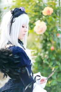 Rating: Safe Score: 0 Tags: 1girl blue_dress blurry blurry_background blurry_foreground closed_eyes closed_mouth depth_of_field dress flower hair_ornament long_hair photo profile rose solo suigintou white_hair User: admin