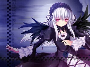 Rating: Safe Score: 0 Tags: 1girl black_dress black_ribbon black_wings checkered detached_collar dress flower frilled_sleeves frills hairband image juliet_sleeves long_hair long_sleeves looking_at_viewer pink_eyes puffy_sleeves silver_hair solo suigintou wings User: admin