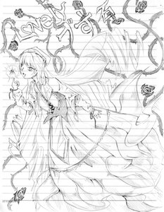 Rating: Safe Score: 0 Tags: 1girl auto_tagged flower frills greyscale image long_hair long_sleeves looking_at_viewer monochrome sketch solo suiseiseki User: admin