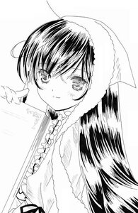 Rating: Safe Score: 0 Tags: 1girl bangs blush closed_mouth eyebrows_visible_through_hair fur_trim greyscale image long_hair looking_at_viewer monochrome smile solo suiseiseki upper_body User: admin