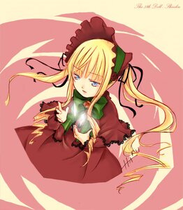 Rating: Safe Score: 0 Tags: 1girl blonde_hair blue_eyes bonnet bow bowtie dress green_bow green_neckwear image long_hair long_sleeves looking_at_viewer shinku sidelocks simple_background solo twintails User: admin