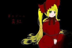 Rating: Safe Score: 0 Tags: 1girl black_background blonde_hair bonnet capelet dress green_eyes image long_hair long_sleeves looking_at_viewer red_dress shinku simple_background solo twintails very_long_hair User: admin