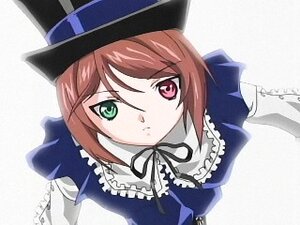Rating: Safe Score: 0 Tags: 1girl bangs blue_dress brown_hair collar dress frills green_eyes hat heterochromia image long_sleeves looking_at_viewer red_eyes ribbon simple_background solo souseiseki upper_body white_background User: admin
