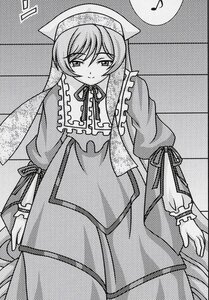 Rating: Safe Score: 0 Tags: 1girl blush dress frills greyscale halftone halftone_background hat image long_hair long_sleeves monochrome polka_dot polka_dot_background ribbon solo suiseiseki very_long_hair User: admin