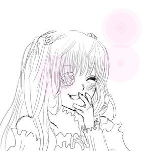 Rating: Safe Score: 0 Tags: 1girl blush closed_eyes dress flower greyscale hair_flower hair_ornament image kirakishou long_hair monochrome rose smile solo User: admin