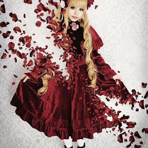 Rating: Safe Score: 0 Tags: 1girl blonde_hair blue_eyes bow dress flower long_hair petals red_dress rose rose_petals shinku solo twintails User: admin