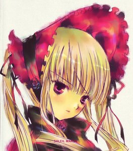 Rating: Safe Score: 0 Tags: 1girl blonde_hair blush bonnet bow frills image long_hair looking_at_viewer rose shinku simple_background solo twintails User: admin