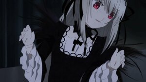 Rating: Safe Score: 0 Tags: 1girl auto_tagged bangs black_dress choker dress eyebrows_visible_through_hair frills gothic_lolita hairband image juliet_sleeves lolita_fashion long_hair long_sleeves looking_at_viewer red_eyes ribbon smile solo suigintou upper_body User: admin