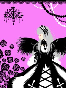 Rating: Safe Score: 0 Tags: 1girl black_flower black_rose black_wings dress flower frills hairband image long_hair long_sleeves looking_at_viewer purple_flower purple_rose red_eyes rose simple_background solo suigintou wings User: admin