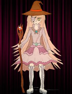 Rating: Safe Score: 0 Tags: 1girl blonde_hair boots cross-laced_footwear dress full_body hat image jewelry kirakishou knee_boots lace-up_boots long_hair solo staff standing witch_hat yellow_eyes User: admin