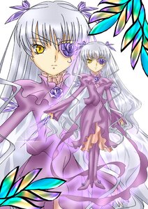 Rating: Safe Score: 0 Tags: 1girl barasuishou boots dress expressionless eyepatch flower frills full_body image long_hair long_sleeves looking_at_viewer purple_dress purple_flower purple_rose ribbon rose silver_hair solo standing very_long_hair yellow_eyes zoom_layer User: admin