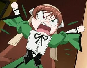 Rating: Safe Score: 0 Tags: 1girl angry brown_hair dress green_dress green_eyes heterochromia image long_hair long_sleeves open_mouth ribbon solo suiseiseki v-shaped_eyebrows User: admin