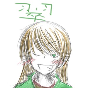 Rating: Safe Score: 0 Tags: 1girl blonde_hair blush green_eyes image long_hair one_eye_closed sketch smile solo striped suiseiseki User: admin