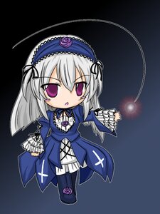 Rating: Safe Score: 0 Tags: 1girl chibi dress flower frills full_body hairband image lolita_hairband long_hair long_sleeves looking_at_viewer purple_eyes ribbon rose solo suigintou User: admin