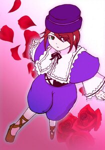 Rating: Safe Score: 0 Tags: 1girl bow capelet dress flower frills green_eyes hat heterochromia image long_sleeves petals pink_rose purple_flower purple_rose red_eyes red_flower red_hair red_rose rose rose_petals short_hair solo souseiseki User: admin