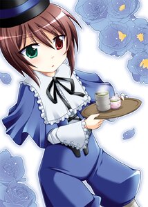 Rating: Safe Score: 0 Tags: auto_tagged black_ribbon blue_dress blue_flower blue_rose brown_hair cup flower frills green_eyes hat image long_sleeves looking_at_viewer red_eyes ribbon rose short_hair solo souseiseki teacup watering_can User: admin
