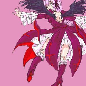 Rating: Safe Score: 0 Tags: 1girl boots dress frills image knee_boots looking_back mystia_lorelei pink_hair sketch solo suigintou wings User: admin