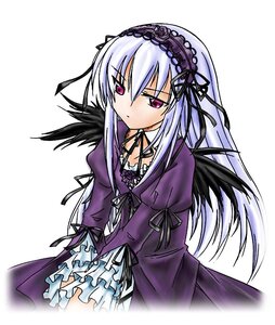 Rating: Safe Score: 0 Tags: 1girl black_ribbon black_wings detached_collar dress frills hairband image juliet_sleeves lolita_hairband long_hair long_sleeves looking_at_viewer pink_eyes puffy_sleeves ribbon simple_background solo suigintou white_background wings User: admin