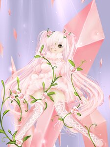 Rating: Safe Score: 0 Tags: 1girl dress eyepatch flower hair_flower hair_ornament image kirakishou long_hair pink_hair plant rose solo thorns vines white_flower yellow_eyes User: admin