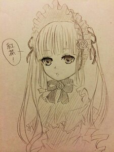 Rating: Safe Score: 0 Tags: 1girl bangs bonnet bow dress flower frills image lolita_fashion long_hair looking_at_viewer monochrome shinku solo traditional_media User: admin