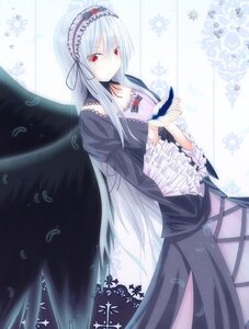 Rating: Safe Score: 0 Tags: 1girl black_dress black_ribbon black_wings dress feathers flower frilled_sleeves frills hairband image long_hair long_sleeves red_eyes ribbon silver_hair solo suigintou very_long_hair wide_sleeves wings User: admin