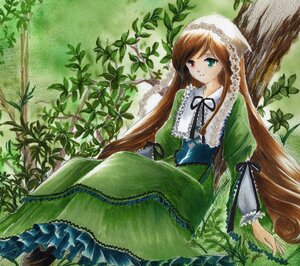 Rating: Safe Score: 0 Tags: 1girl brown_hair dress frills green_dress green_eyes heterochromia image long_hair long_sleeves looking_at_viewer plant red_eyes sitting solo suiseiseki traditional_media twintails very_long_hair vines watering_can User: admin