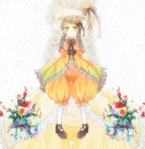 Rating: Safe Score: 0 Tags: 1girl blonde_hair dress drill_hair flower frills full_body green_eyes hair_ornament image kanaria long_sleeves red_flower red_rose ribbon rose shoes solo standing twin_drills white_legwear User: admin