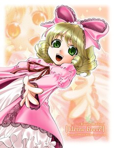 Rating: Safe Score: 0 Tags: 1girl :d blonde_hair bow dress frills green_eyes hair_bow hina_ichigo hinaichigo image long_sleeves looking_at_viewer open_mouth outstretched_hand pink_bow pink_dress short_hair smile solo User: admin