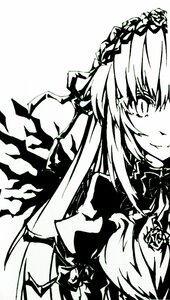 Rating: Safe Score: 0 Tags: 1girl dress flower greyscale image long_hair looking_at_viewer monochrome ribbon rose solo suigintou User: admin