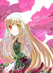 Rating: Safe Score: 0 Tags: 1girl blonde_hair cherry_blossoms dress green_eyes heterochromia image long_hair looking_at_viewer red_eyes smile solo suiseiseki tree very_long_hair User: admin