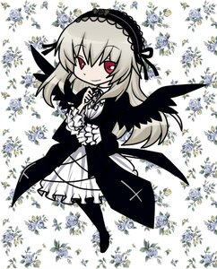 Rating: Safe Score: 0 Tags: 1girl dress flower frills hairband image lolita_hairband long_hair long_sleeves looking_at_viewer red_eyes rose silver_hair smile solo suigintou white_background wings User: admin