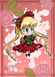 Rating: Safe Score: 0 Tags: 1girl blonde_hair blue_eyes blush bonnet bow bowtie dress flower full_body green_bow image long_hair long_sleeves looking_at_viewer pink_background pink_flower pink_rose red_dress rose shinku solo twintails very_long_hair User: admin