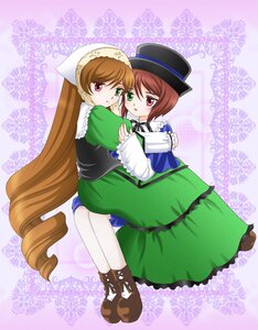 Rating: Safe Score: 0 Tags: 2girls brown_hair dress green_dress green_eyes hat head_scarf heterochromia hug image long_hair long_sleeves looking_at_viewer multiple_girls pair pantyhose red_eyes short_hair siblings sisters souseiseki suiseiseki twins very_long_hair white_legwear User: admin